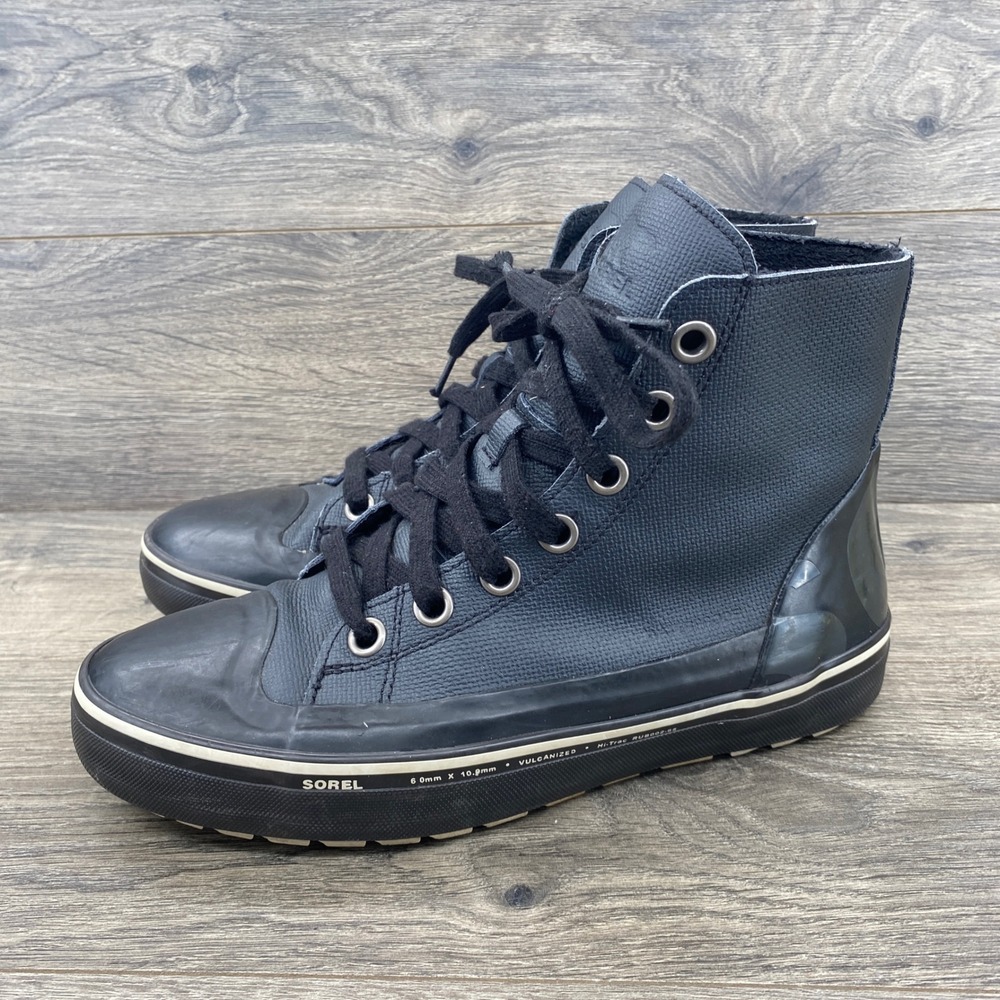 Sorel Caribou Mod WP Sneakers Mens 8.5 Black Waterproof Faux Fur NM3923-011